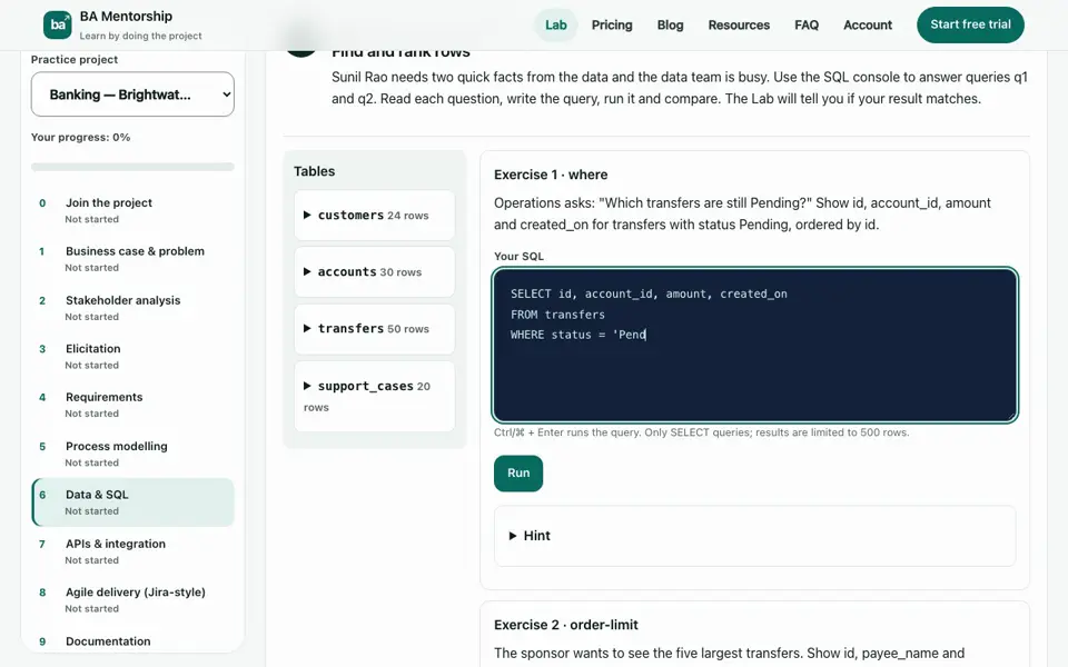Still frame: SQL with instant feedback